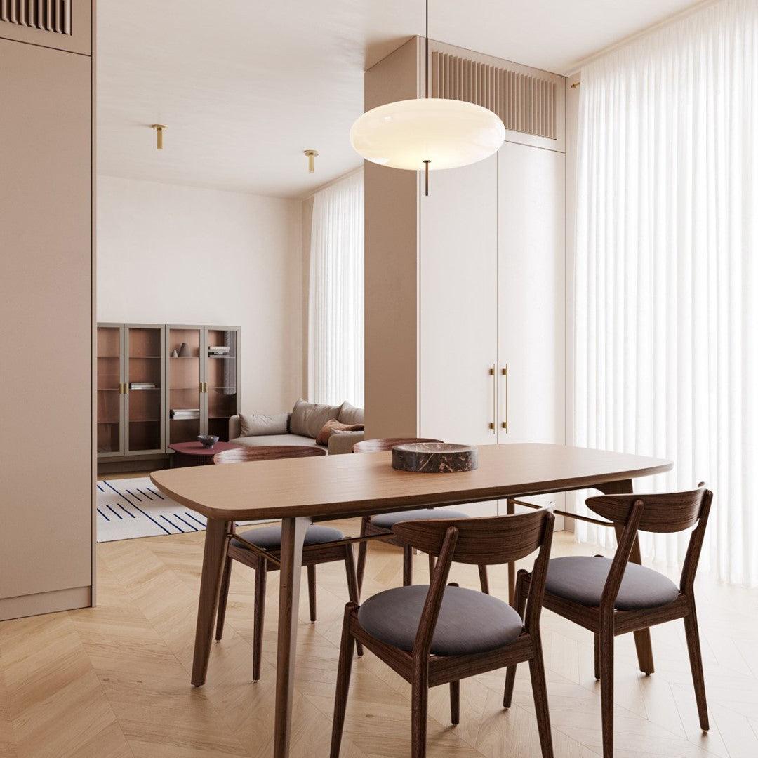 Model 2065 Mid Century Modern Pendant Lamp Opalescent Saucer Suspension Light