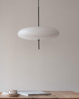 Model 2065 Mid Century Modern Pendant Lamp Opalescent Saucer Suspension Light