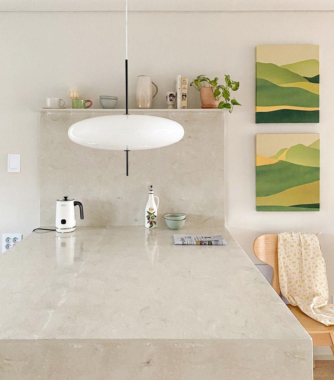 Model 2065 Mid Century Modern Pendant Lamp Opalescent Saucer Suspension Light