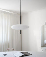 Model 2065 Mid Century Modern Pendant Lamp Opalescent Saucer Suspension Light