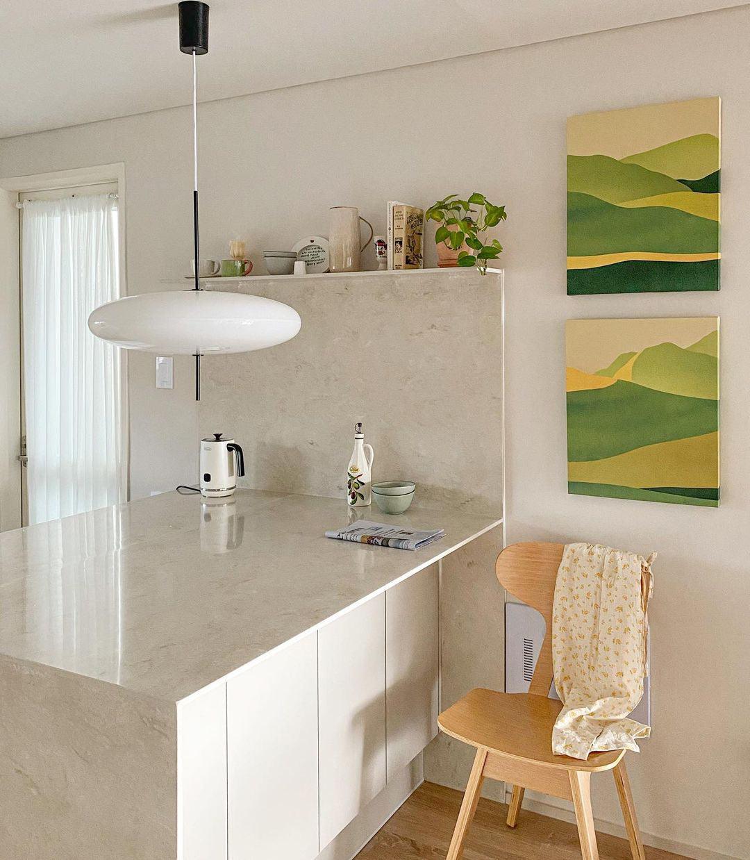 Model 2065 Mid Century Modern Pendant Lamp Opalescent Saucer Suspension Light