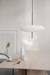 Model 2065 Mid Century Modern Pendant Lamp Opalescent Saucer Suspension Light