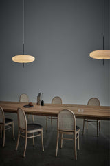 Model 2065 Mid Century Modern Pendant Lamp Opalescent Saucer Suspension Light
