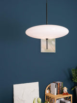 Model 2065 Mid Century Modern Pendant Lamp Opalescent Saucer Suspension Light