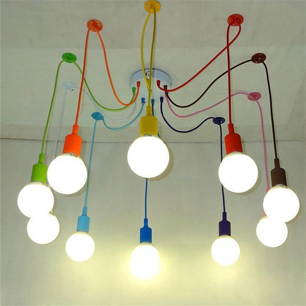 Modern 10 Head Cluster Spider Chandelier DIY Adjustable Industrial LED Pendant Ceiling Light