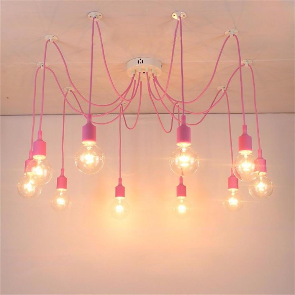 Modern 10 Head Cluster Spider Chandelier DIY Adjustable Industrial LED Pendant Ceiling Light