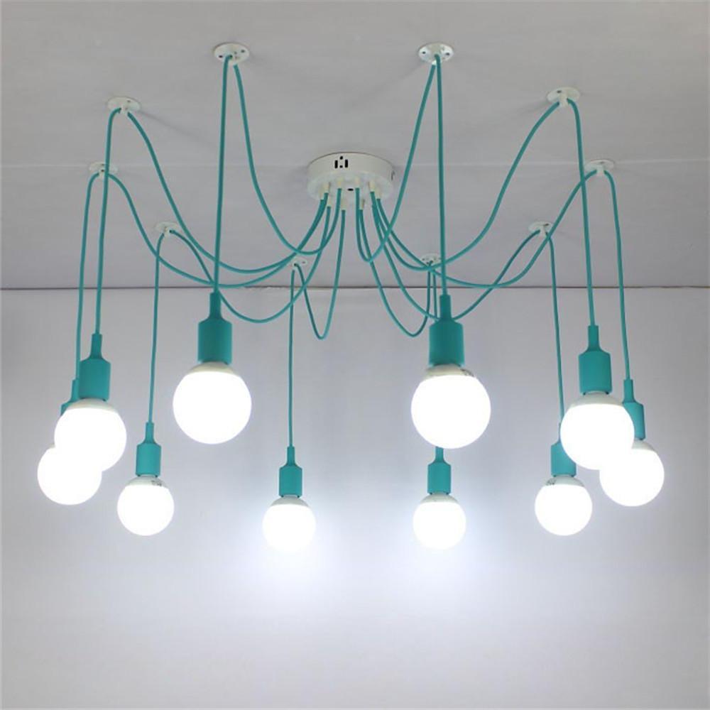 Modern 10 Head Cluster Spider Chandelier DIY Adjustable Industrial LED Pendant Ceiling Light