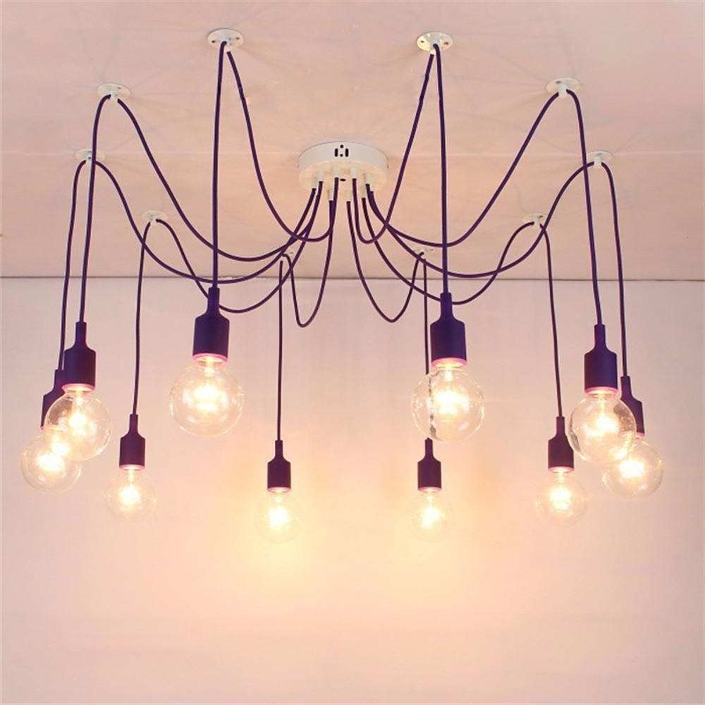 Modern 10 Head Cluster Spider Chandelier DIY Adjustable Industrial LED Pendant Ceiling Light