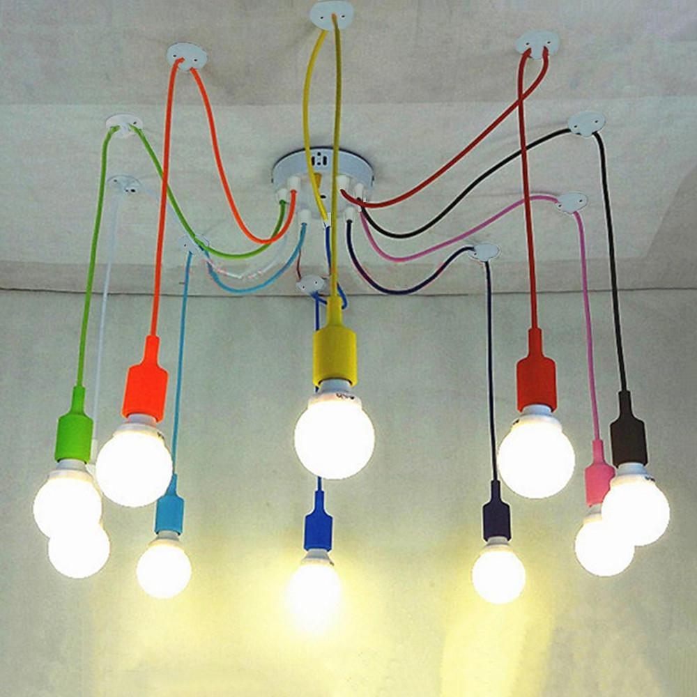 Modern 10 Head Cluster Spider Chandelier DIY Adjustable Industrial LED Pendant Ceiling Light