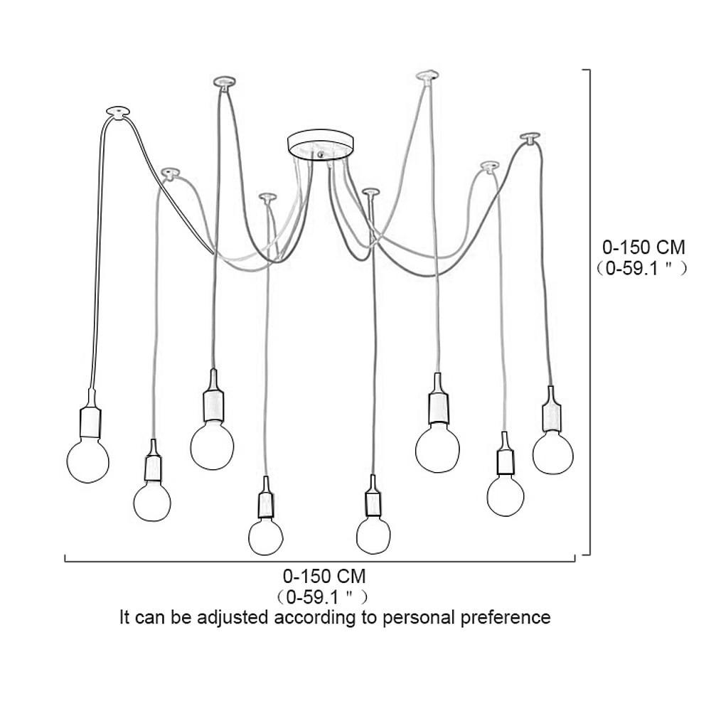 Modern 10 Head Cluster Spider Chandelier DIY Adjustable Industrial LED Pendant Ceiling Light