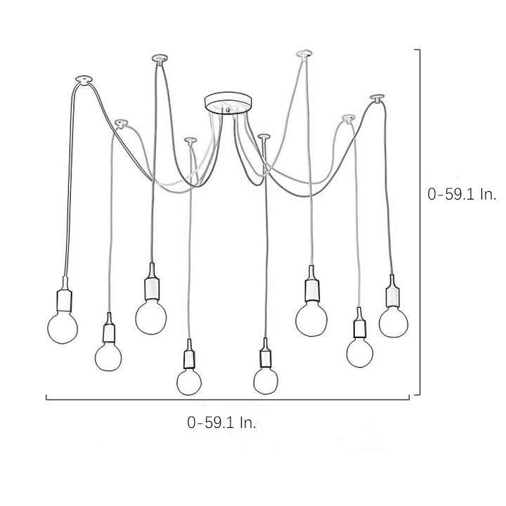 Modern 10 Head Cluster Spider Chandelier DIY Adjustable Industrial LED Pendant Ceiling Light