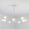Modern 10 Light Glass LED Sputnik Chandelier White Contemporary Metal Pendant Lighting