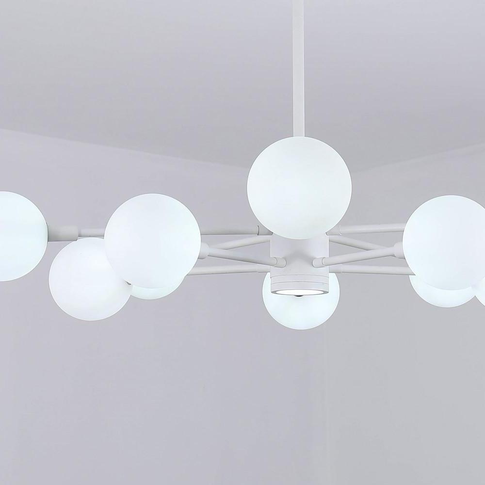 Modern 10 Light Glass LED Sputnik Chandelier White Contemporary Metal Pendant Lighting