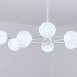Modern 10 Light Glass LED Sputnik Chandelier White Contemporary Metal Pendant Lighting