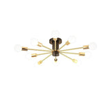 Modern 10 Light Gold Sputnik Chandelier Geometric Metal Flush Mount Ceiling Light for Living Room