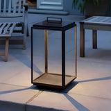 Modern 11 Inch Black Outdoor LED Lantern with Clear Glass Shade Hardwired Portable Garden Light