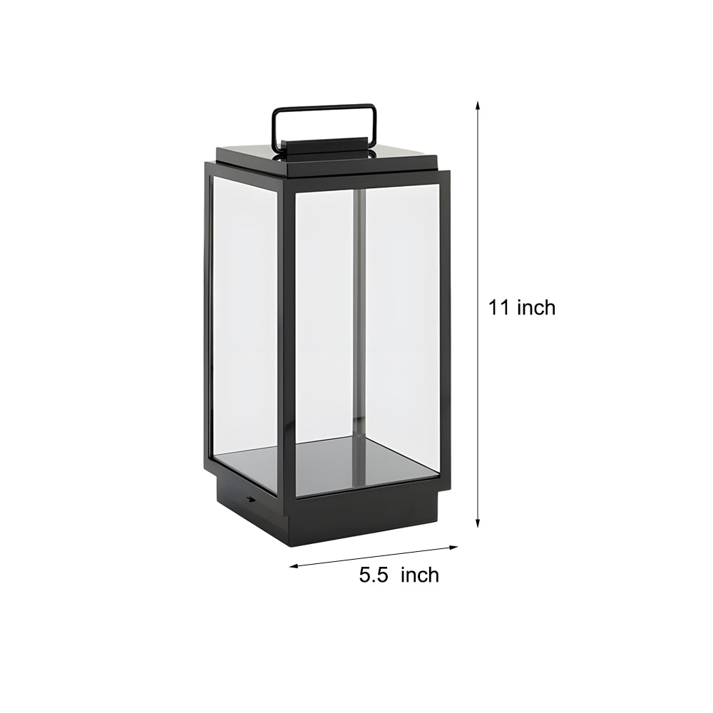 Modern 11 Inch Black Outdoor LED Lantern with Clear Glass Shade Hardwired Portable Garden Light