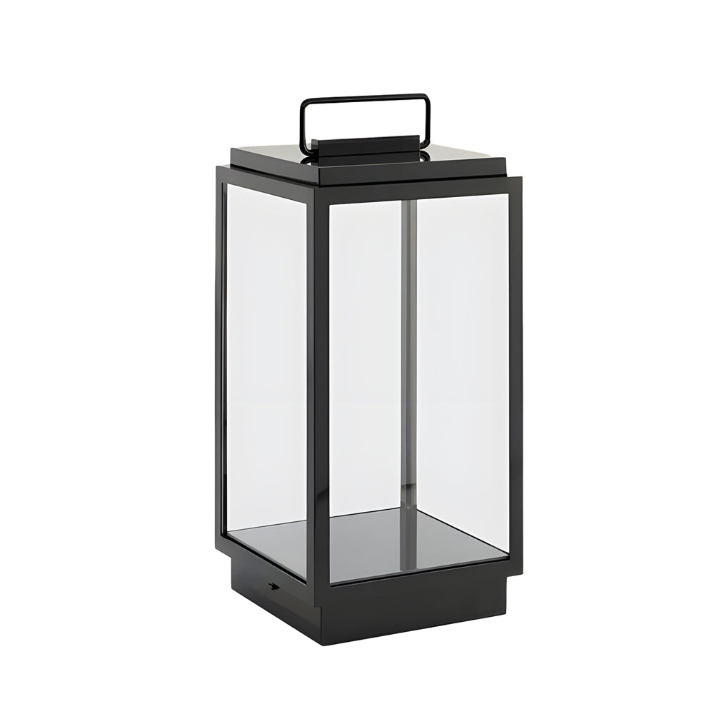 Modern 11 Inch Black Outdoor LED Lantern with Clear Glass Shade Hardwired Portable Garden Light