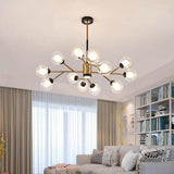 Modern 12 Light Glass Globe Sputnik Chandelier Mid Century Pendant Lighting for Living Room