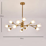 Modern 12 Light Glass Globe Sputnik Chandelier Mid Century Pendant Lighting for Living Room