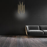 Modern 12 Light LED Cluster Pendant Chandelier with Elongated Cylindrical Shades for Dining Room