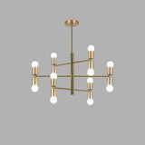 Modern 12 Light LED Sputnik Chandelier Black and Gold Mid Century Pendant Light for Living Room
