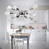 Modern 12 Light Sputnik Chandelier for Dining Room and Kitchen Mid Century Semi Flush Mount Ceiling Light