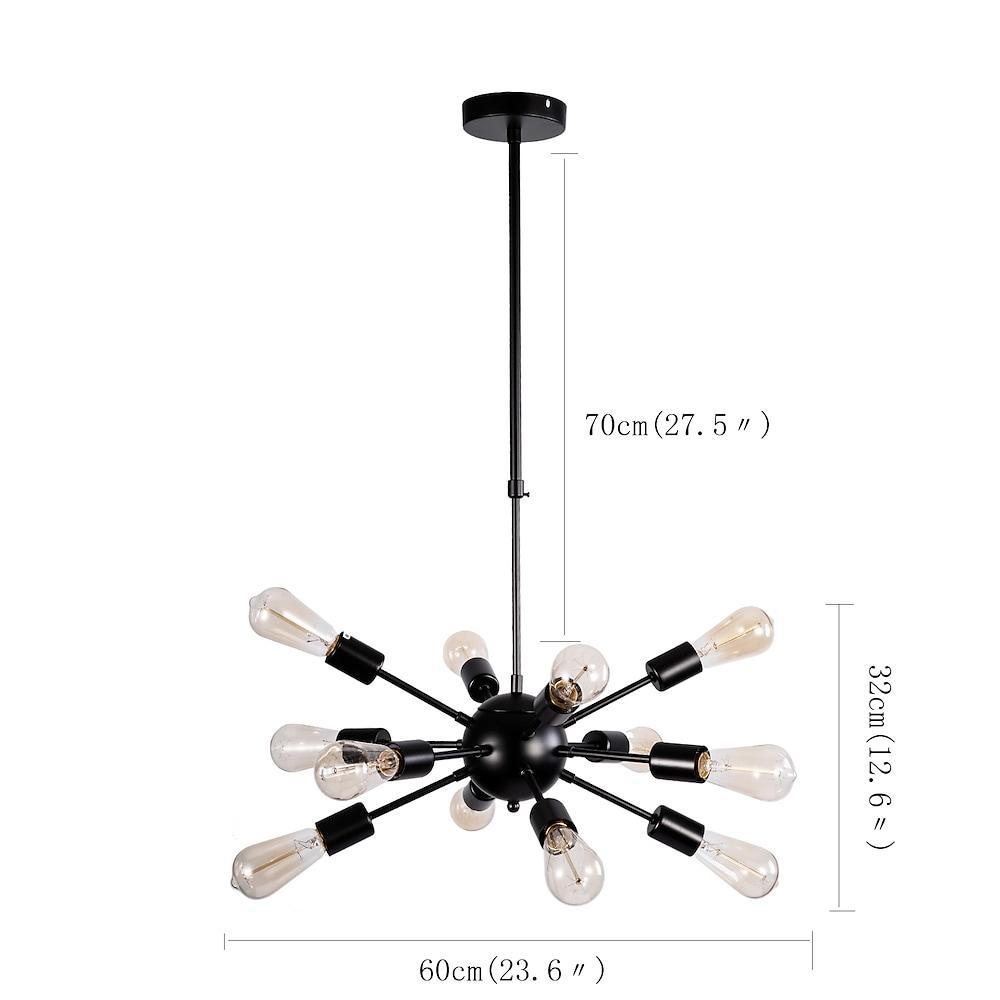 Modern 12 Light Sputnik Chandelier for Dining Room and Kitchen Mid Century Semi Flush Mount Ceiling Light
