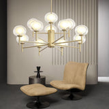 Modern 12 Light Sputnik Chandelier Nordic Metal and Glass Globe Pendant Light