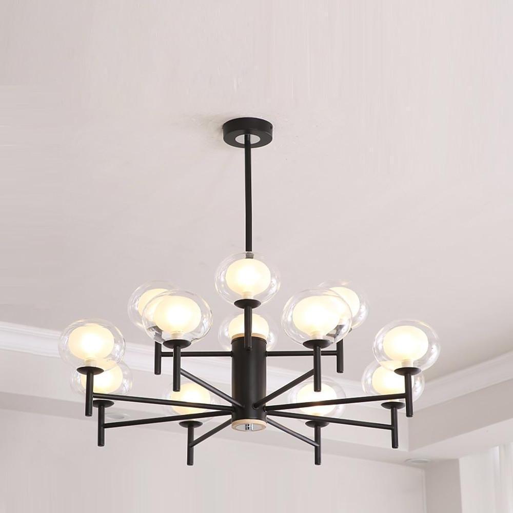 Modern 12 Light Sputnik Chandelier Nordic Metal and Glass Globe Pendant Light