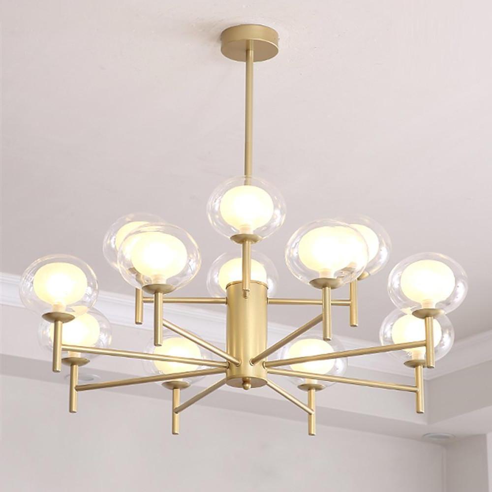Modern 12 Light Sputnik Chandelier Nordic Metal and Glass Globe Pendant Light