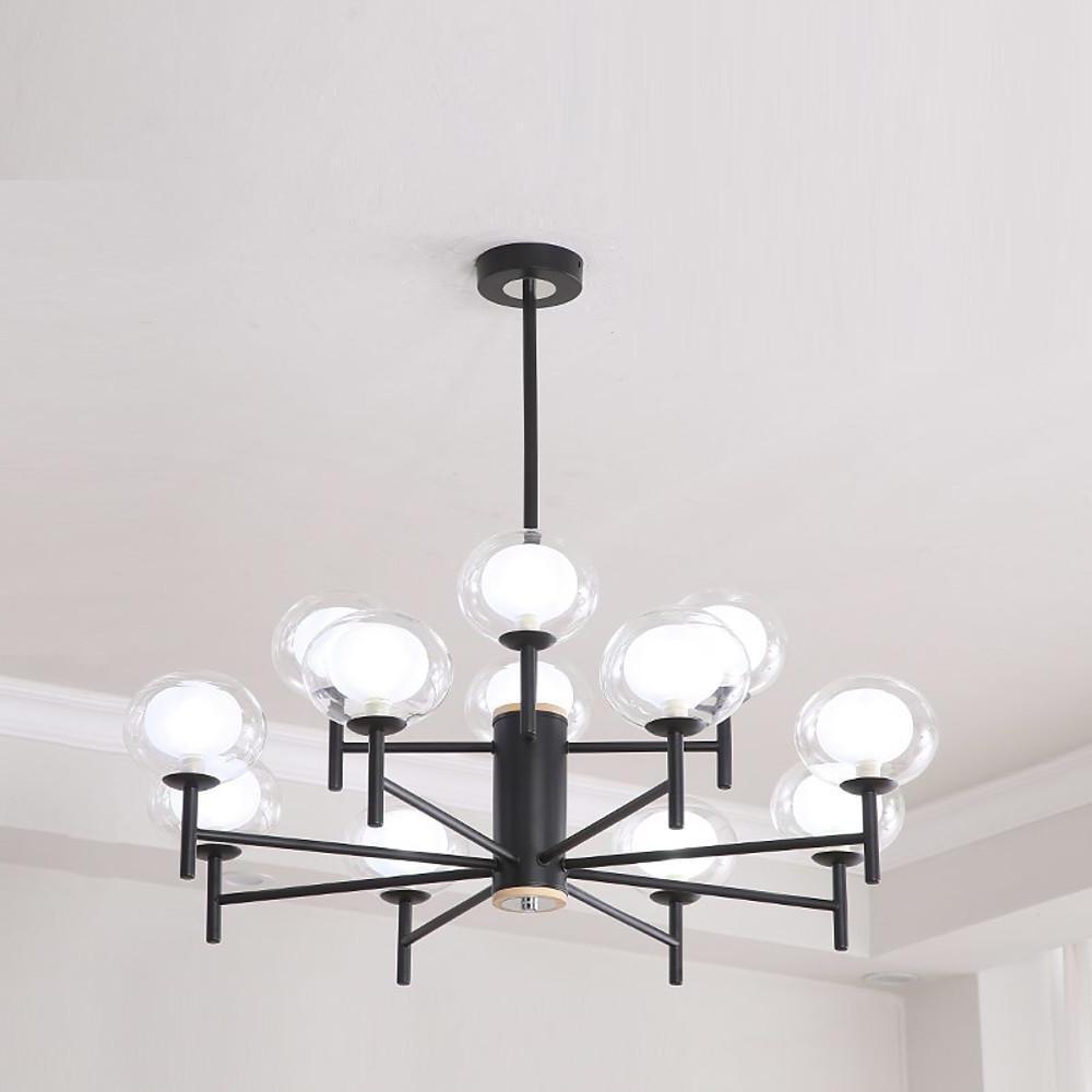 Modern 12 Light Sputnik Chandelier Nordic Metal and Glass Globe Pendant Light