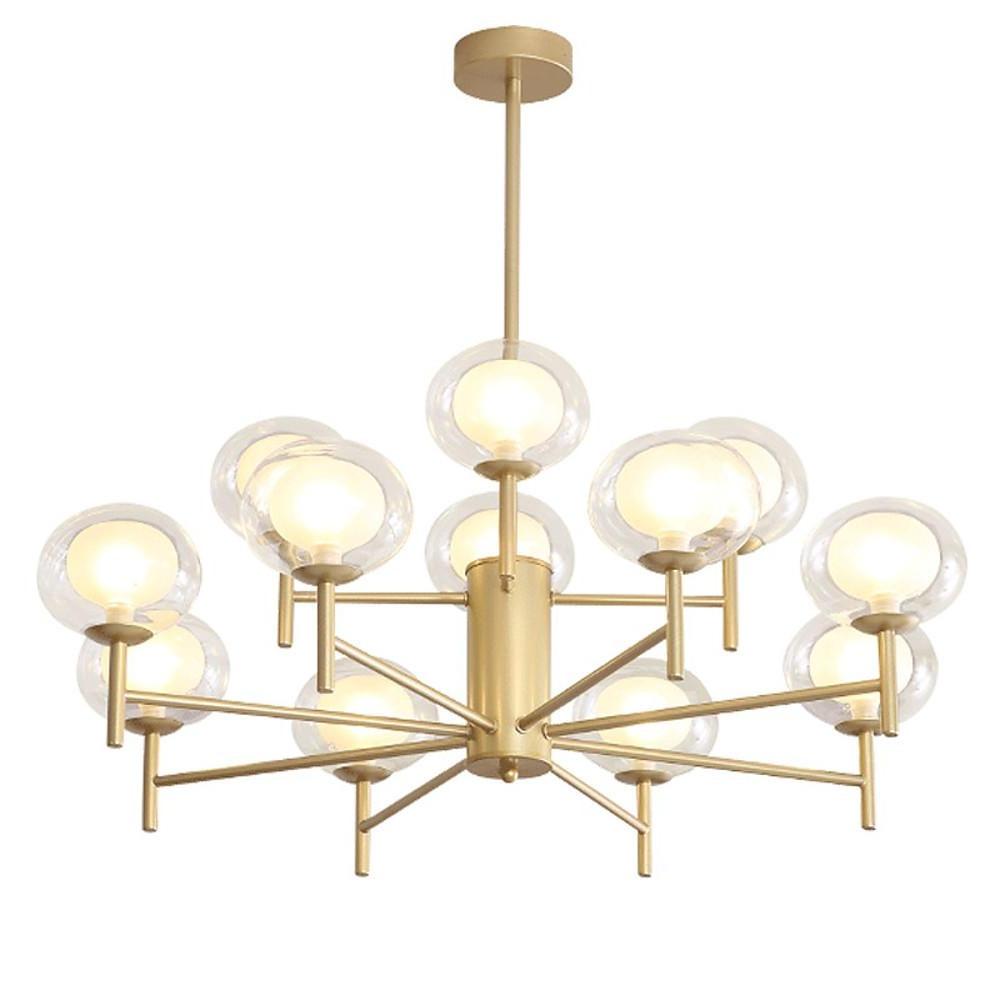 Modern 12 Light Sputnik Chandelier Nordic Metal and Glass Globe Pendant Light