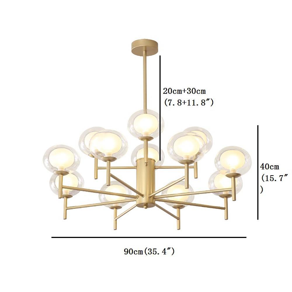 Modern 12 Light Sputnik Chandelier Nordic Metal and Glass Globe Pendant Light