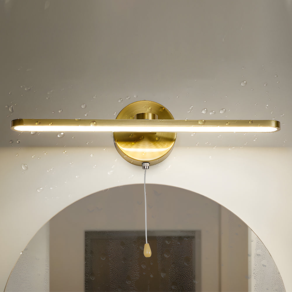Modern 15.7 Inch LED Linear Bathroom Vanity Light with Pull Cord Switch in Black or Bronze