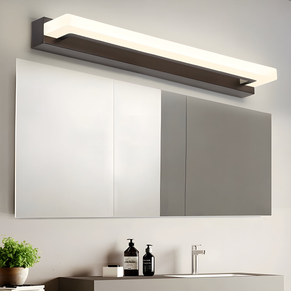 Modern 15.74 Inch Black Linear LED Vanity Light with Mesh Filter for Bathroom Mirror