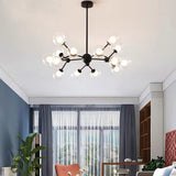 Modern 15 Light Sputnik Cluster Chandelier with Glass Globe Shades for Living Room
