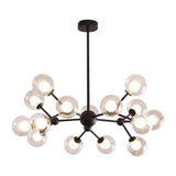 Modern 15 Light Sputnik Cluster Chandelier with Glass Globe Shades for Living Room
