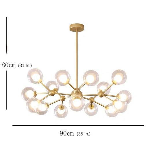 Modern 15 Light Sputnik Cluster Chandelier with Glass Globe Shades for Living Room