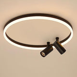 Modern 16 Inch Dimmable Round Ceiling Flush Mount Light with Dual Adjustable Track Spotlights and PMMA Lampshade