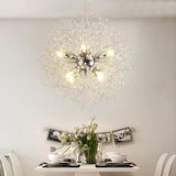 Modern 16 Inch Mini Globe Dandelion Chandelier 8 Light Electroplated Metal LED Pendant Lamp