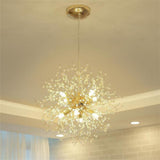 Modern 16 Inch Mini Globe Dandelion Chandelier 8 Light Electroplated Metal LED Pendant Lamp