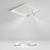 Modern 16 Inch Square Flush Mount Ceiling Light Dimmable LED with Dual Rotatable Spotlights