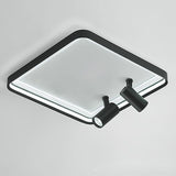 Modern 16 Inch Square Flush Mount Ceiling Light Dimmable LED with Dual Rotatable Spotlights