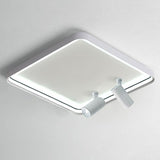 Modern 16 Inch Square Flush Mount Ceiling Light Dimmable LED with Dual Rotatable Spotlights