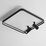 Modern 16 Inch Square Flush Mount Ceiling Light Dimmable LED with Dual Rotatable Spotlights