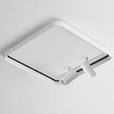 Modern 16 Inch Square Flush Mount Ceiling Light Dimmable LED with Dual Rotatable Spotlights
