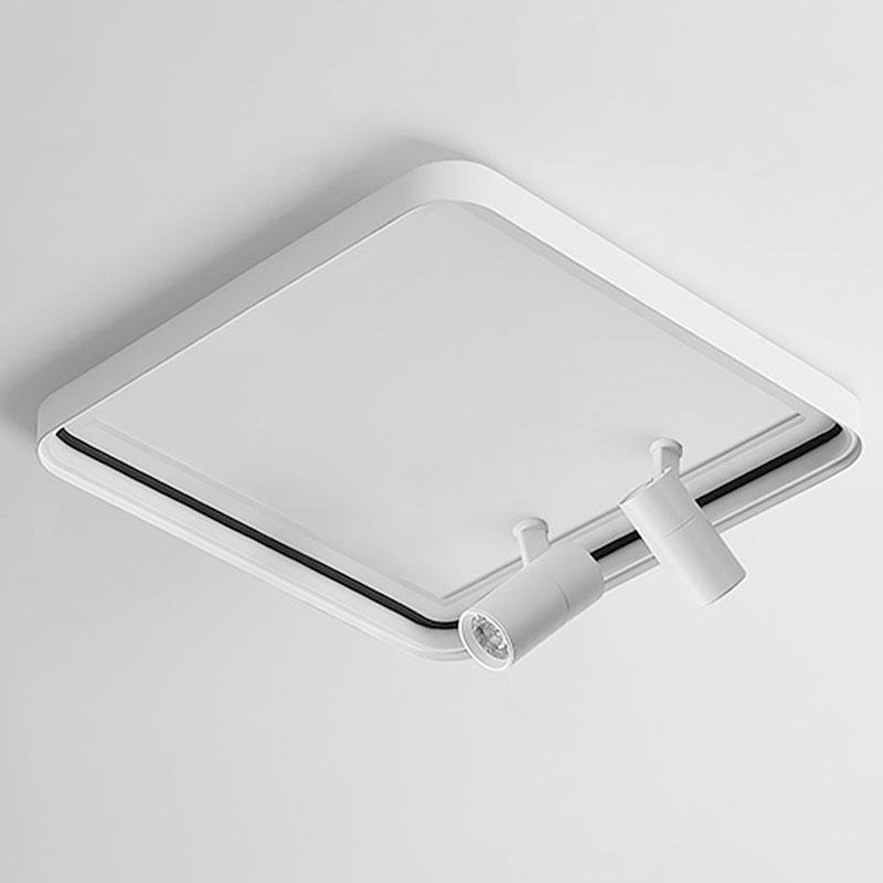 Modern 16 Inch Square Flush Mount Ceiling Light Dimmable LED with Dual Rotatable Spotlights