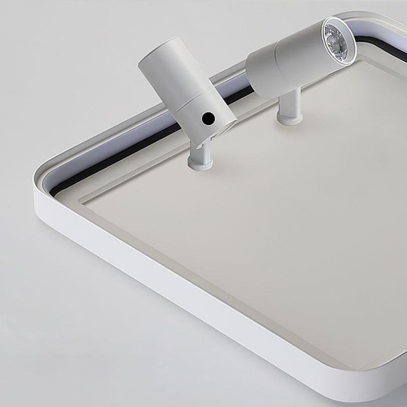 Modern 16 Inch Square Flush Mount Ceiling Light Dimmable LED with Dual Rotatable Spotlights