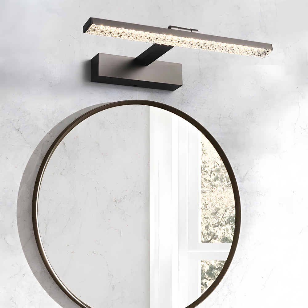 Modern 160 Degree Rotating LED Bathroom Vanity Light with Crystal Effect Acrylic Shade and Color Dimming